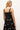 Casual black midi dress with graphic tile print and fitted bodice