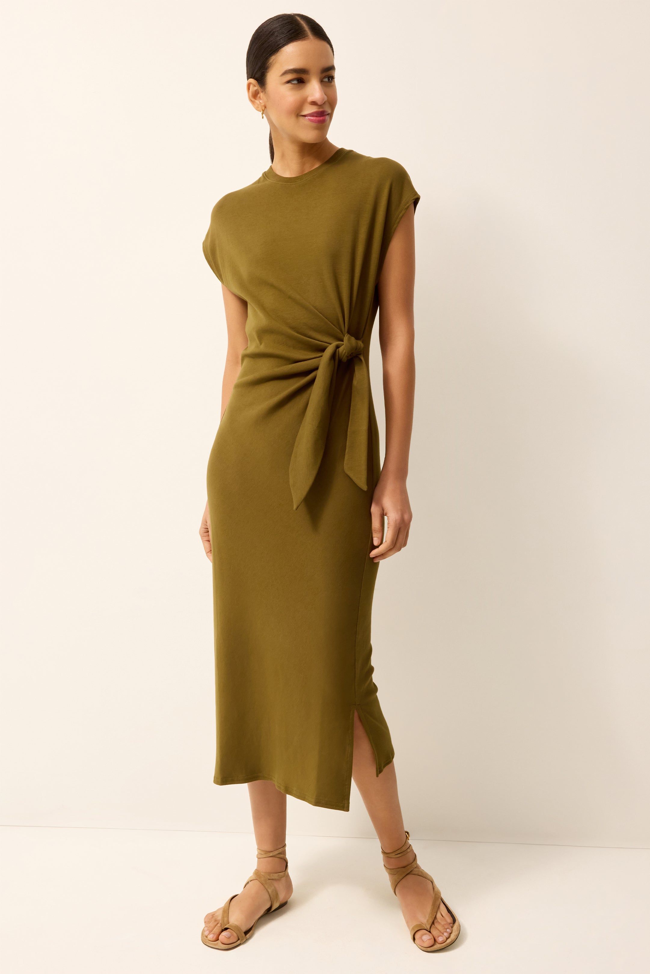 Marie Oliver Elowyn Tie Waist Dress - Juniper Green