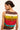 Bold tripe tank top with vibrant red, yellow, turquoise, and brown hues