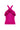 Fuchsia knit halter top with ruffle detail and ribbed texture