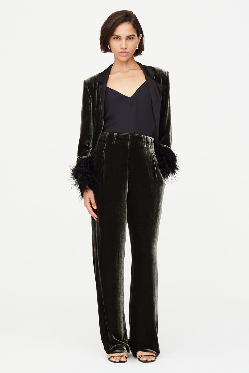 Army green velvet pant 