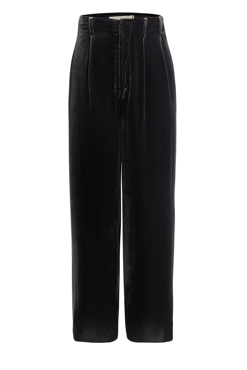 High waisted straight leg velvet pants