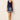 Tropical embroidered navy blue mini skirt