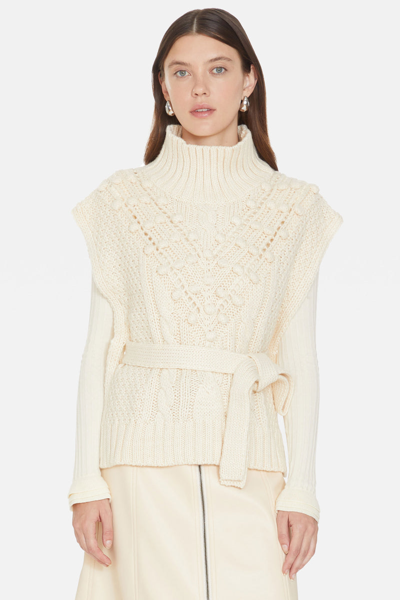 Turtleneck layering sweater with belt 