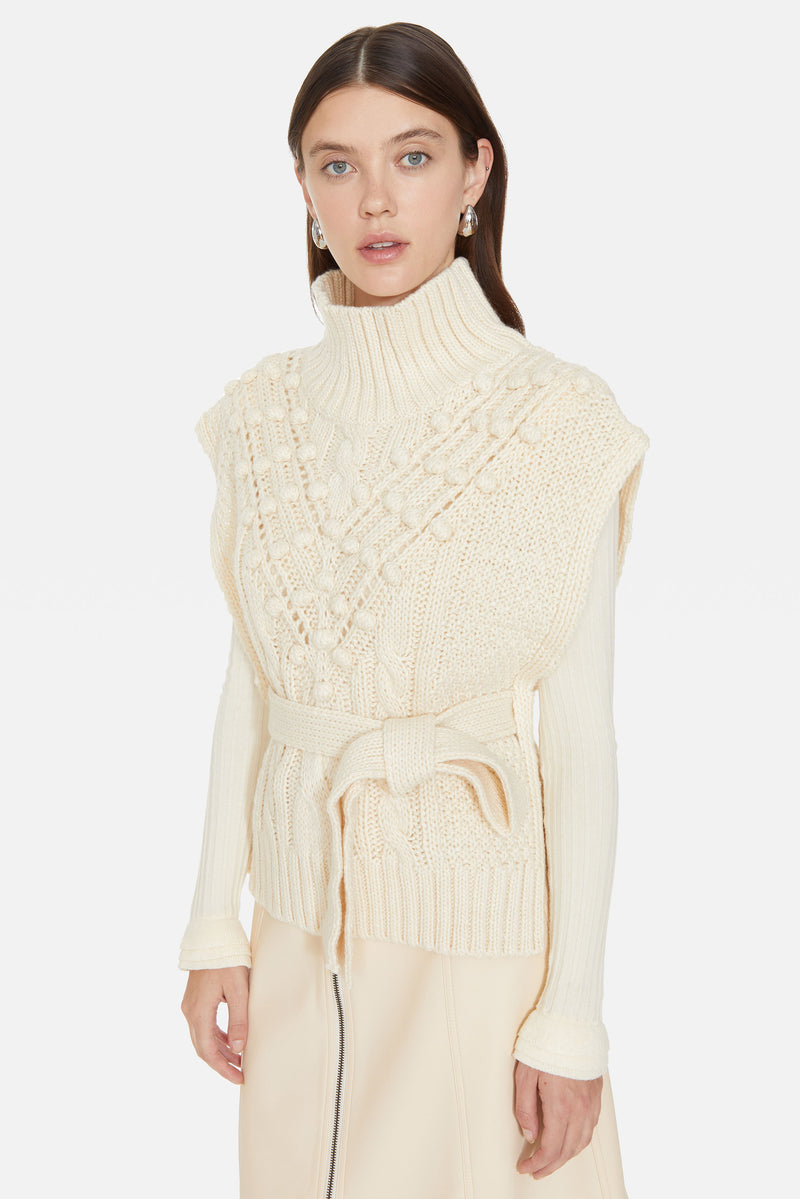 Cable stitch layering sweater slip on 