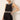 Cropped fit black and white embroidered top