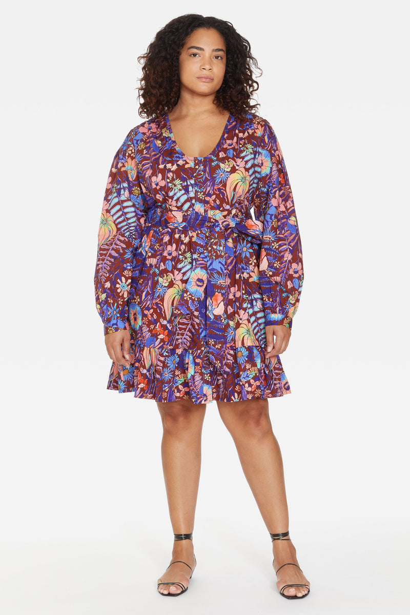 Long sleeve, fit and flare dress with v-neck 