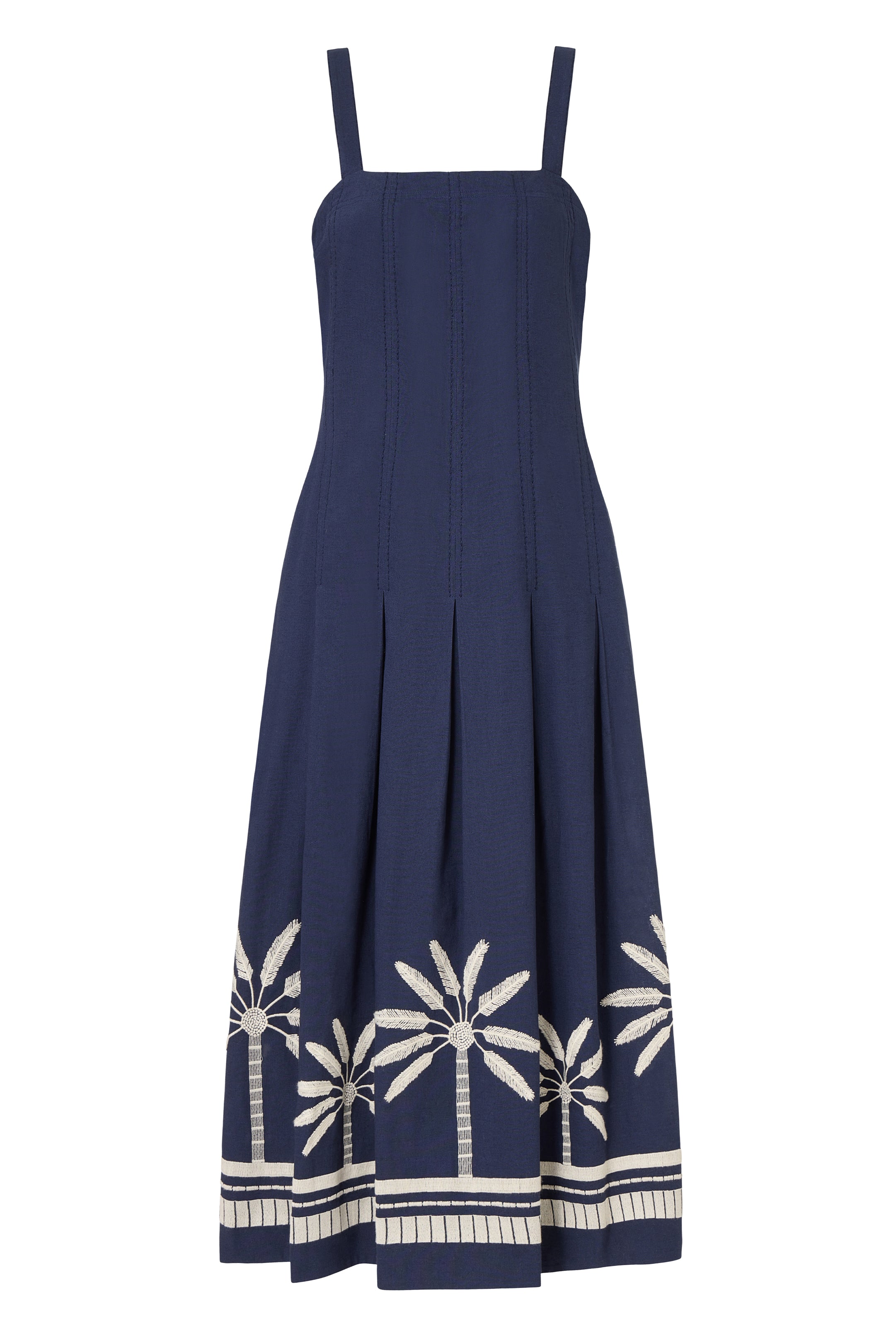 navy and white embroidered dress Baltic Born Womens Jesenia Embroidered Dress | Off White + Navy