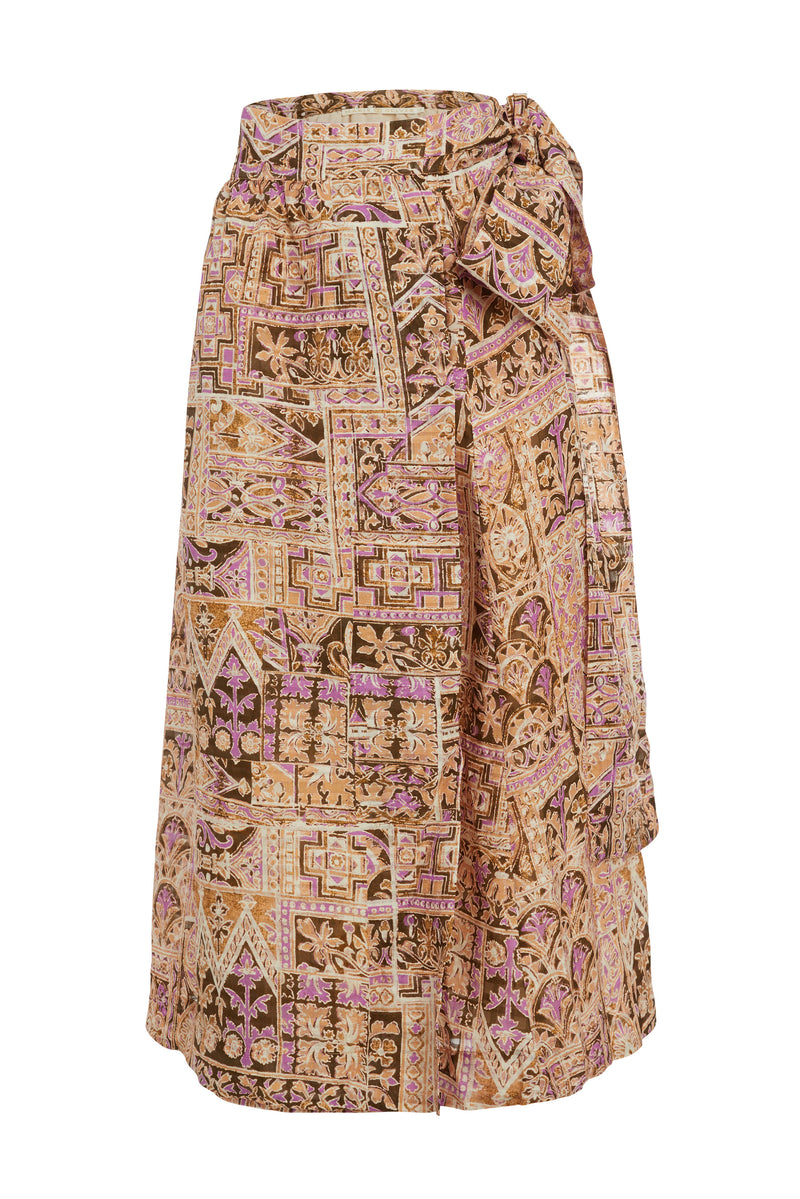 Midi wrap skirt with large sash tie 