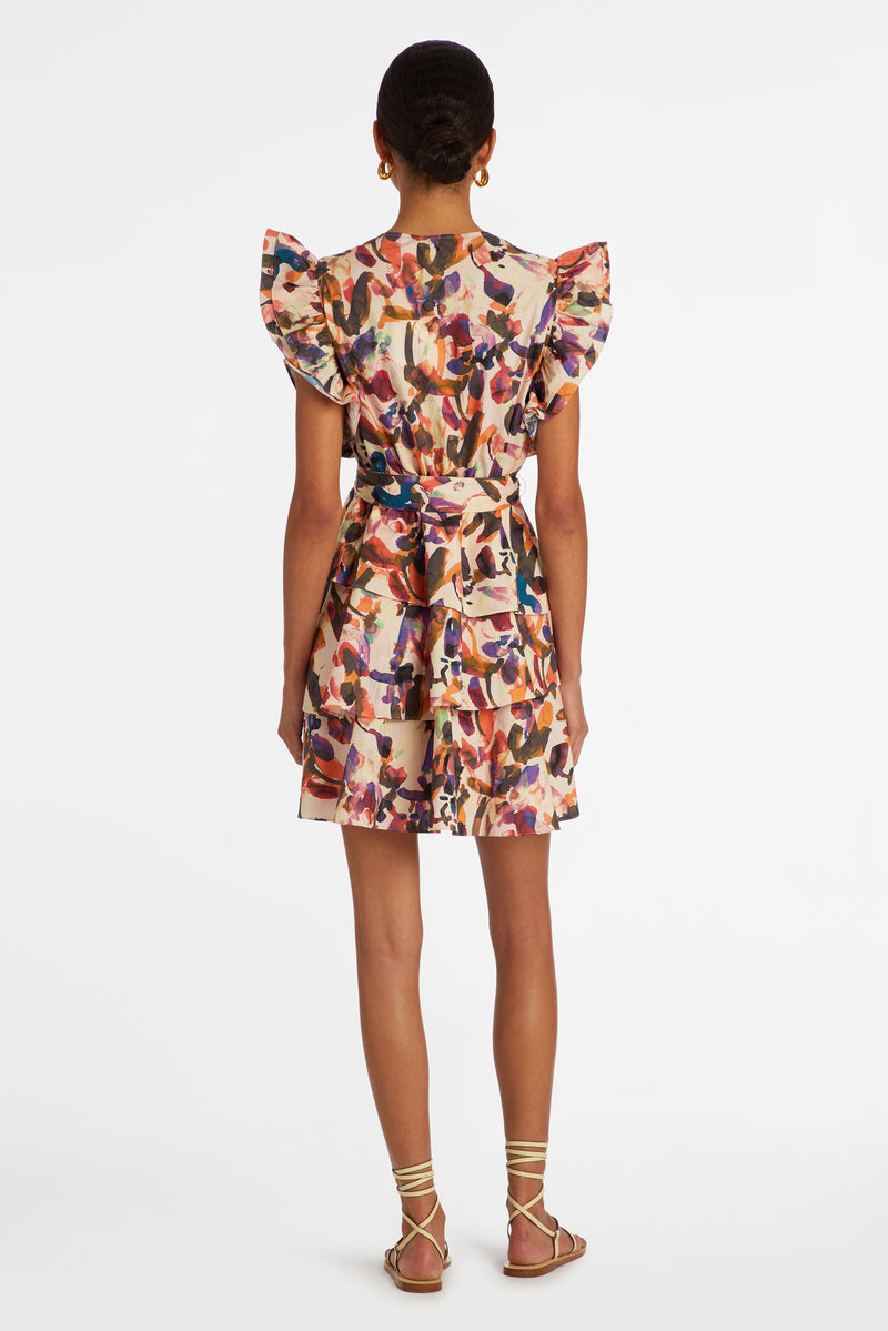 tiered ruffle dress with belt