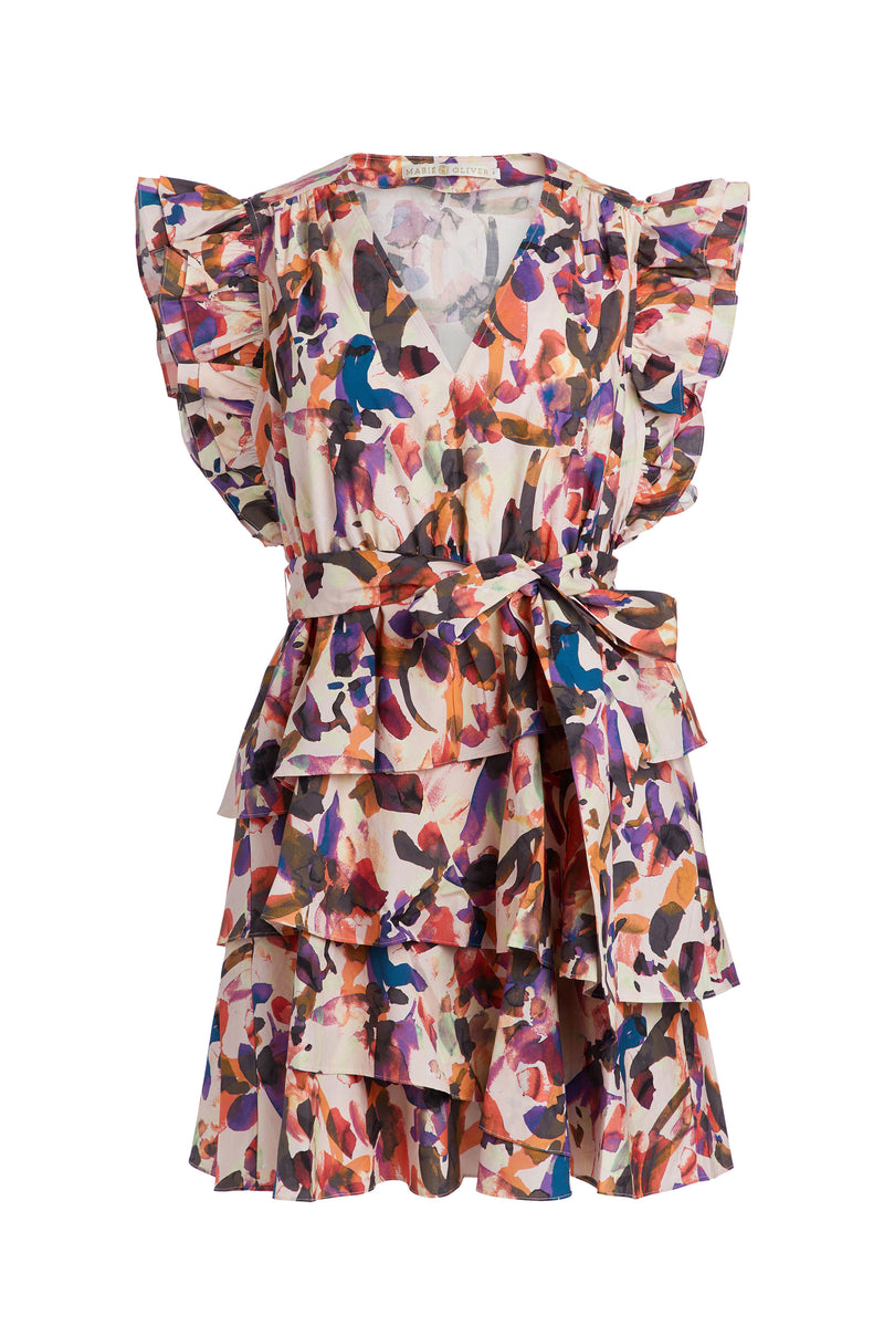 colorful short dress with belt