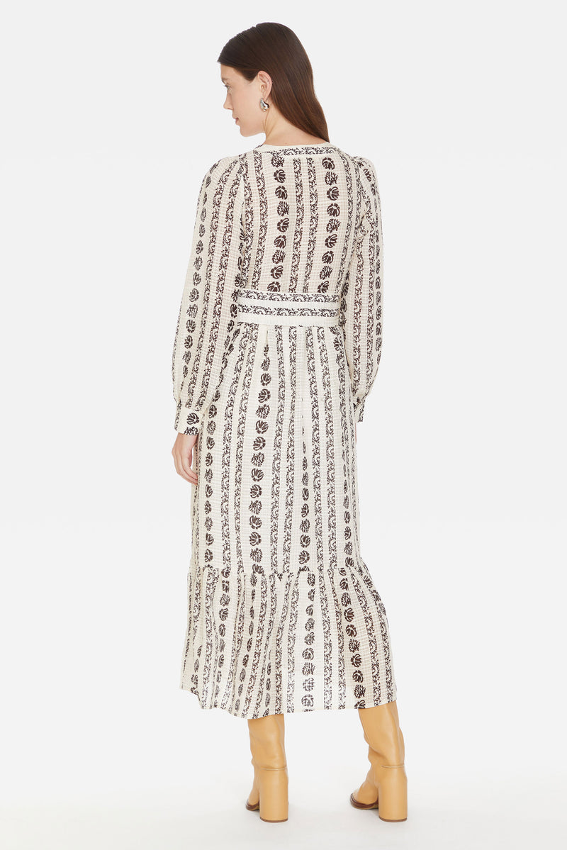 Maxi dress with adjustable tie waist and pockets
