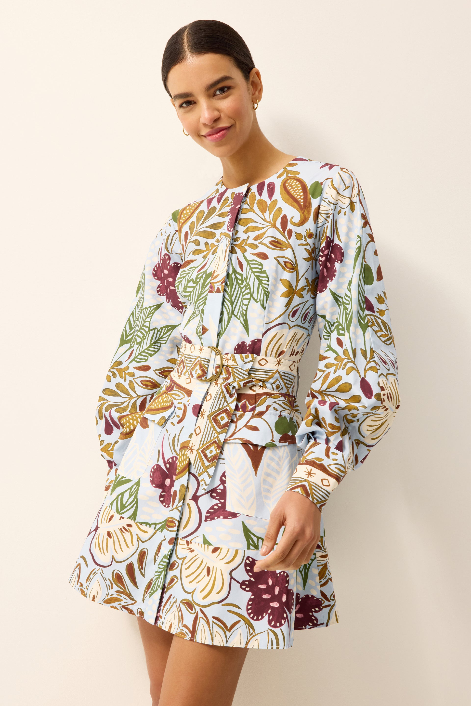 marie oliver dress Kenna Marie Oliver Marca smocked midi dress features an animal print Approx HUGHES DRESS BRANCHE / 14