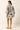 Long sleeve belted shirt dress with a blue multicolored floral print