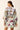 Hidden button front mini dress with a blue multicolored floral print