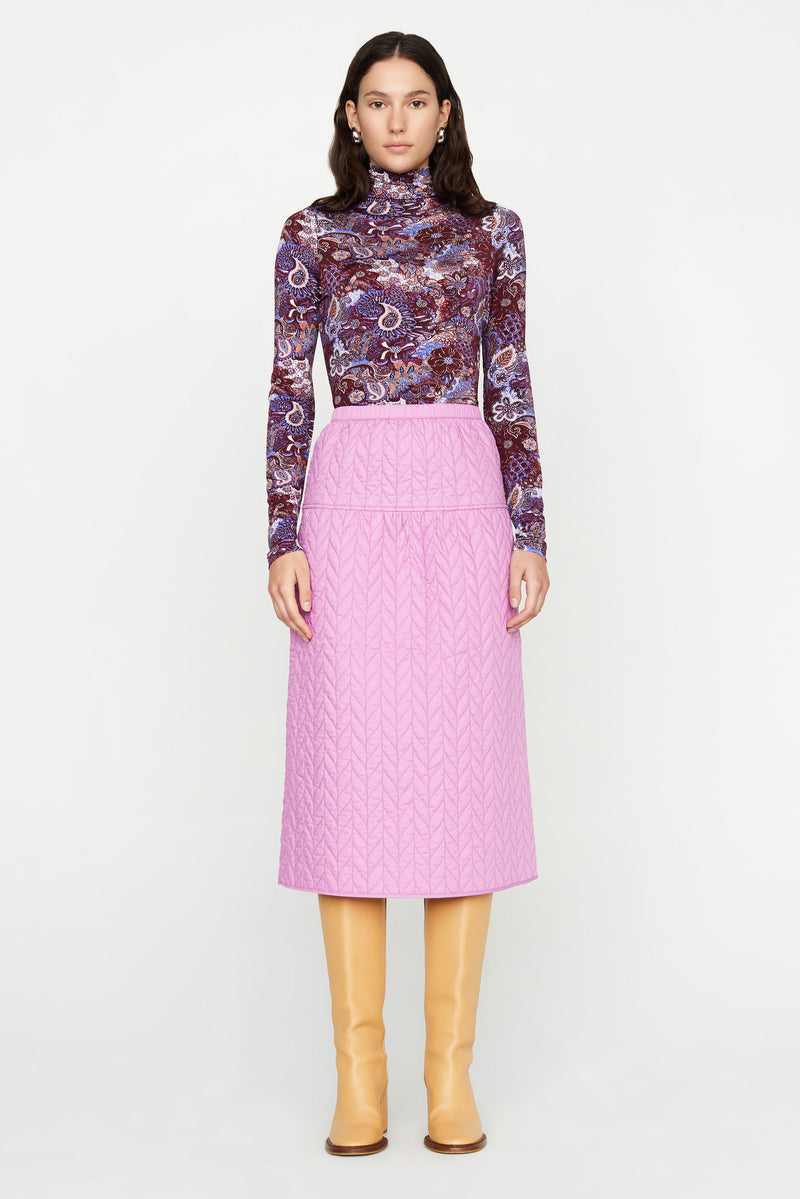 High elastic waist midi length skirt 