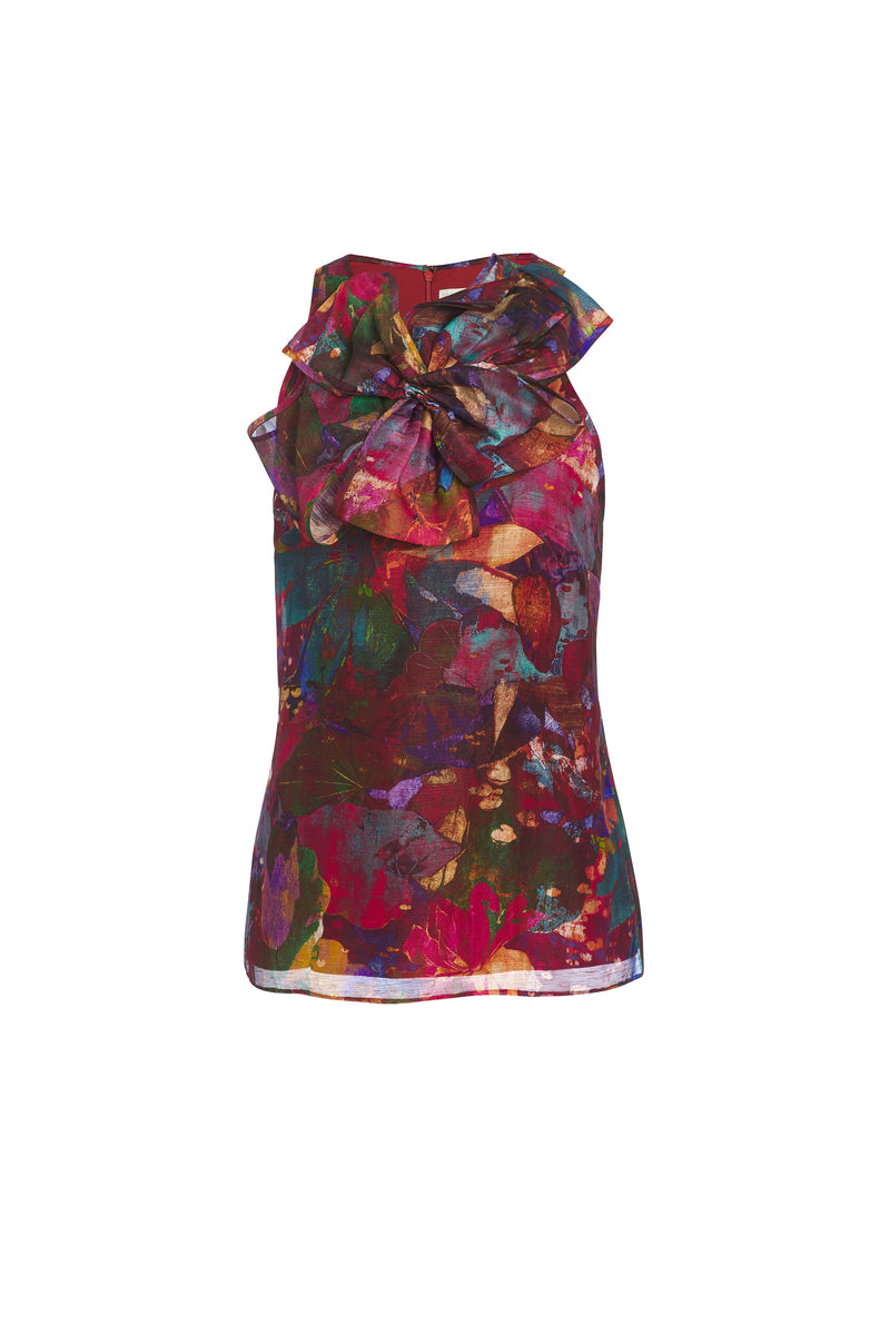Sleeveless top in a bright floral print