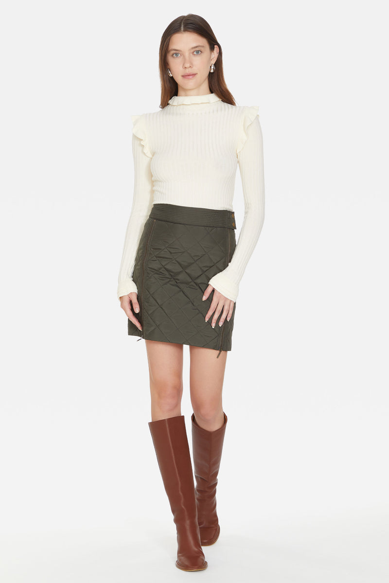 High waisted mini patterned skirt 