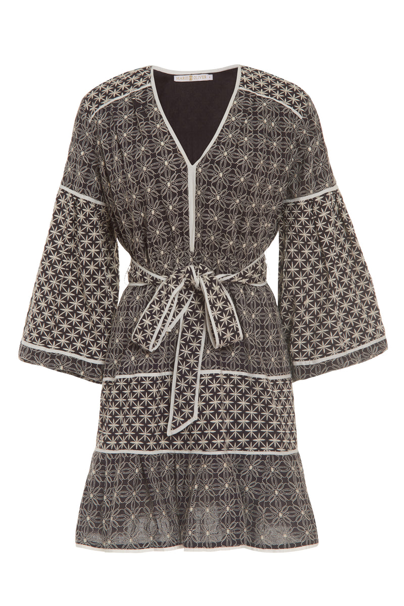 v-neck mini dress with long sleeves 