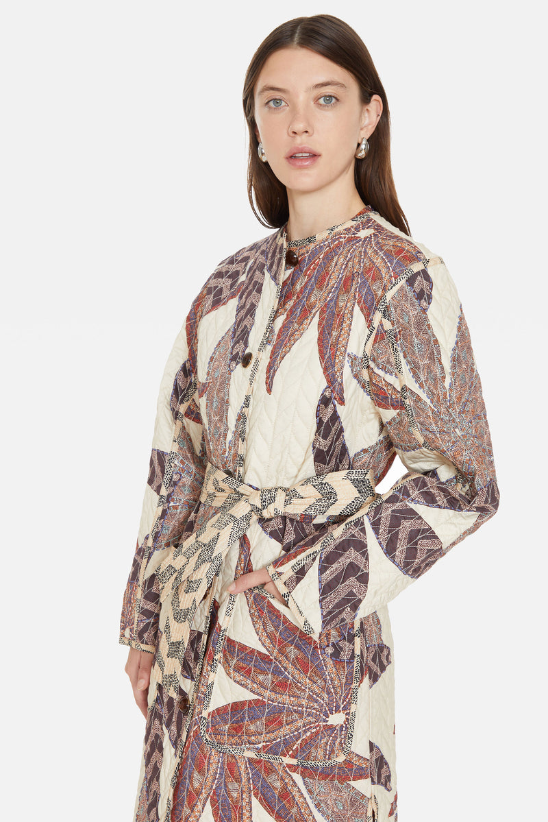 Long sleeve midi length jacket with pattern 