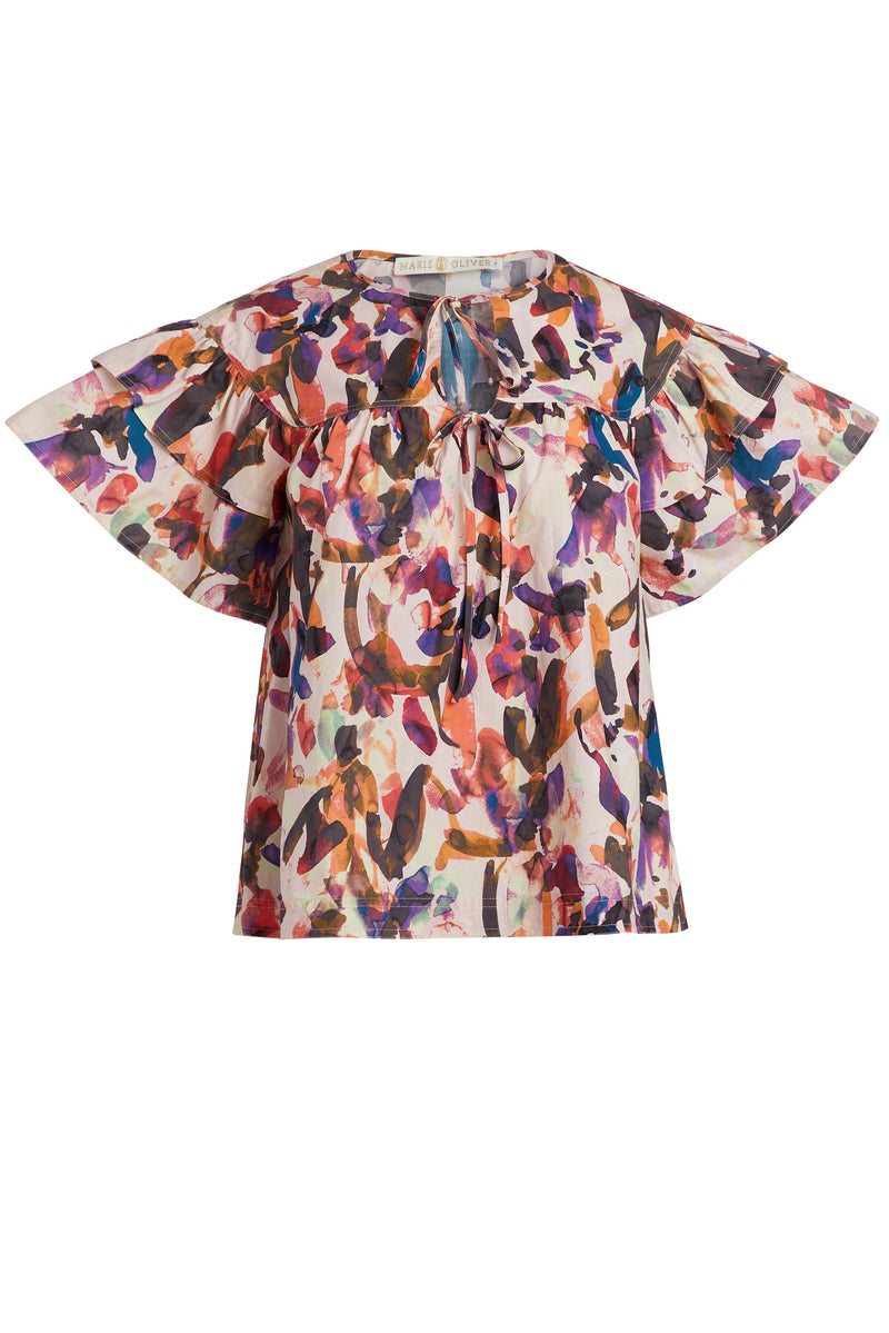 Short flutter sleeve top 