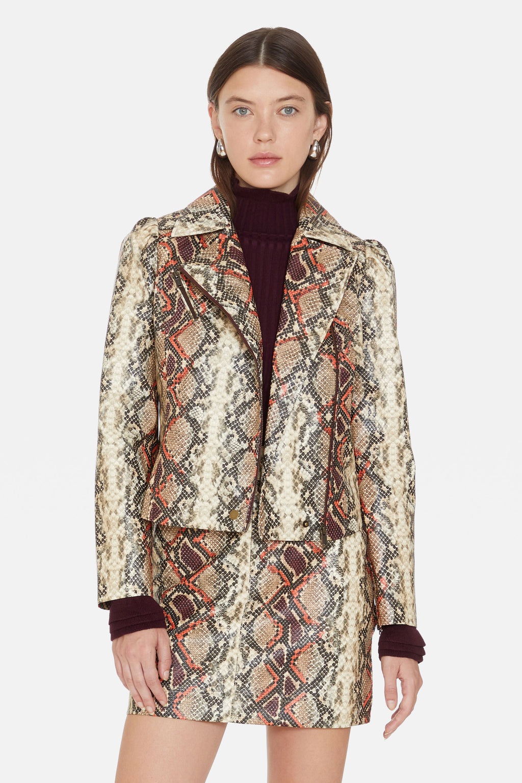 Snakeskin long sleeve jacket fake leather 