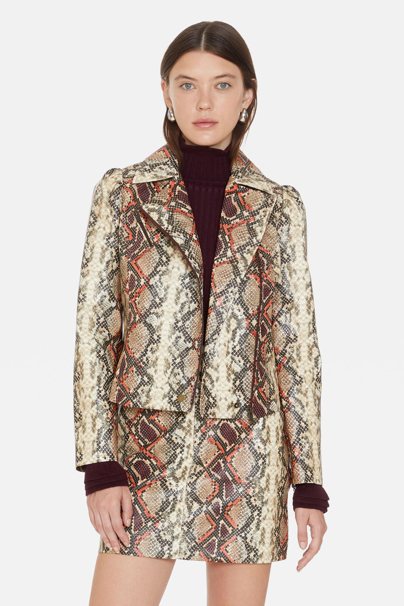 Snakeskin long sleeve jacket fake leather 