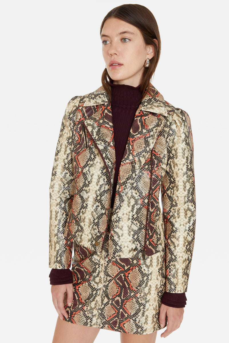 Patterned faux leather silhouette jacket 