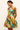 Sleeveless mini dress with abstract multicolor print and flared ruffle hem 