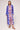 Log sleeve midi dress with bold floral and ornamental motifs on a royal blue background 