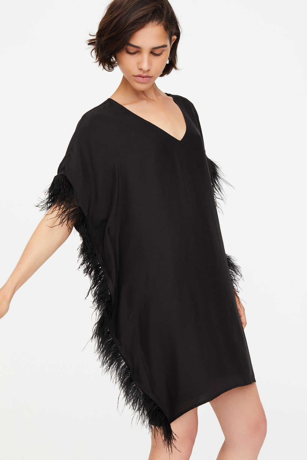 Short slip on dress with v neckline 