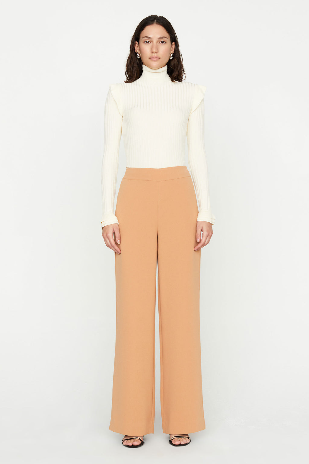 Toffee mid-rise full length straight leg pant
