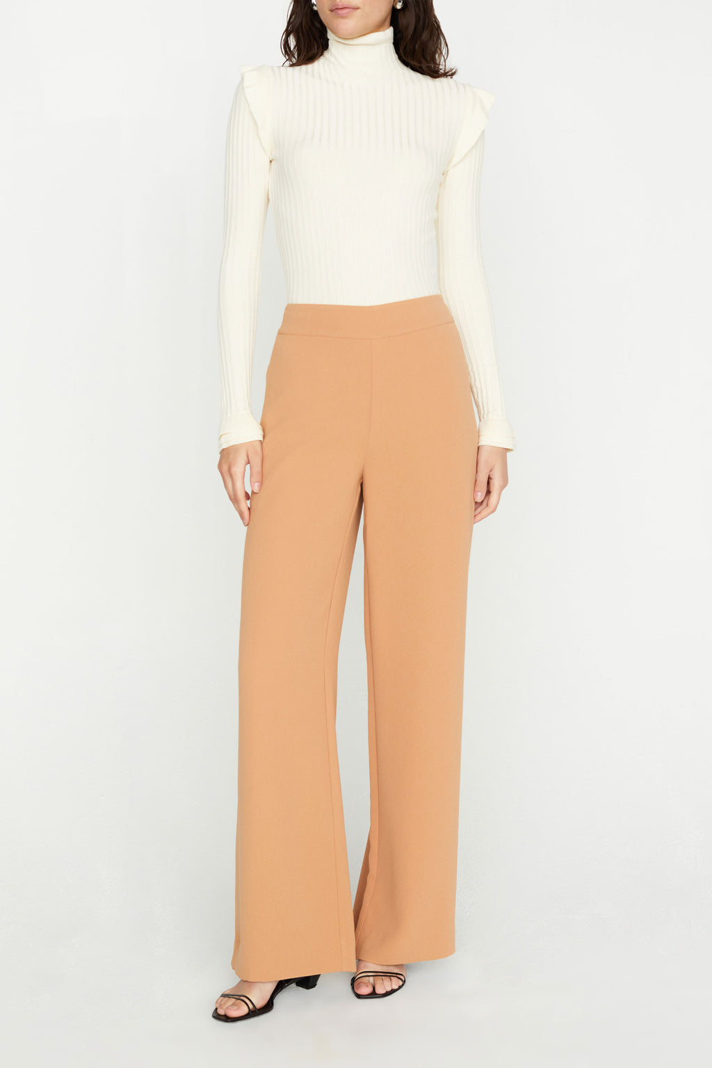 Brown mid-rise side seam pocket straight leg pant