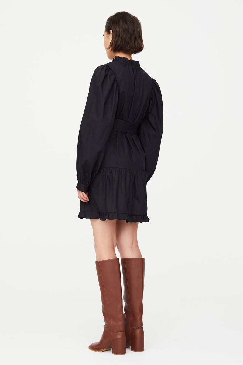 Above the knee dress with long sleeves and tie belt 