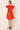 V-neck and flutter sleeved orange red mini dress