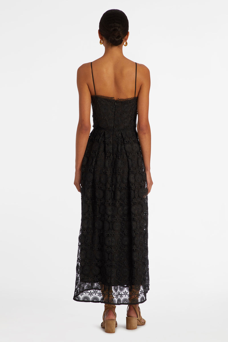 Long dress with black lace overlay 
