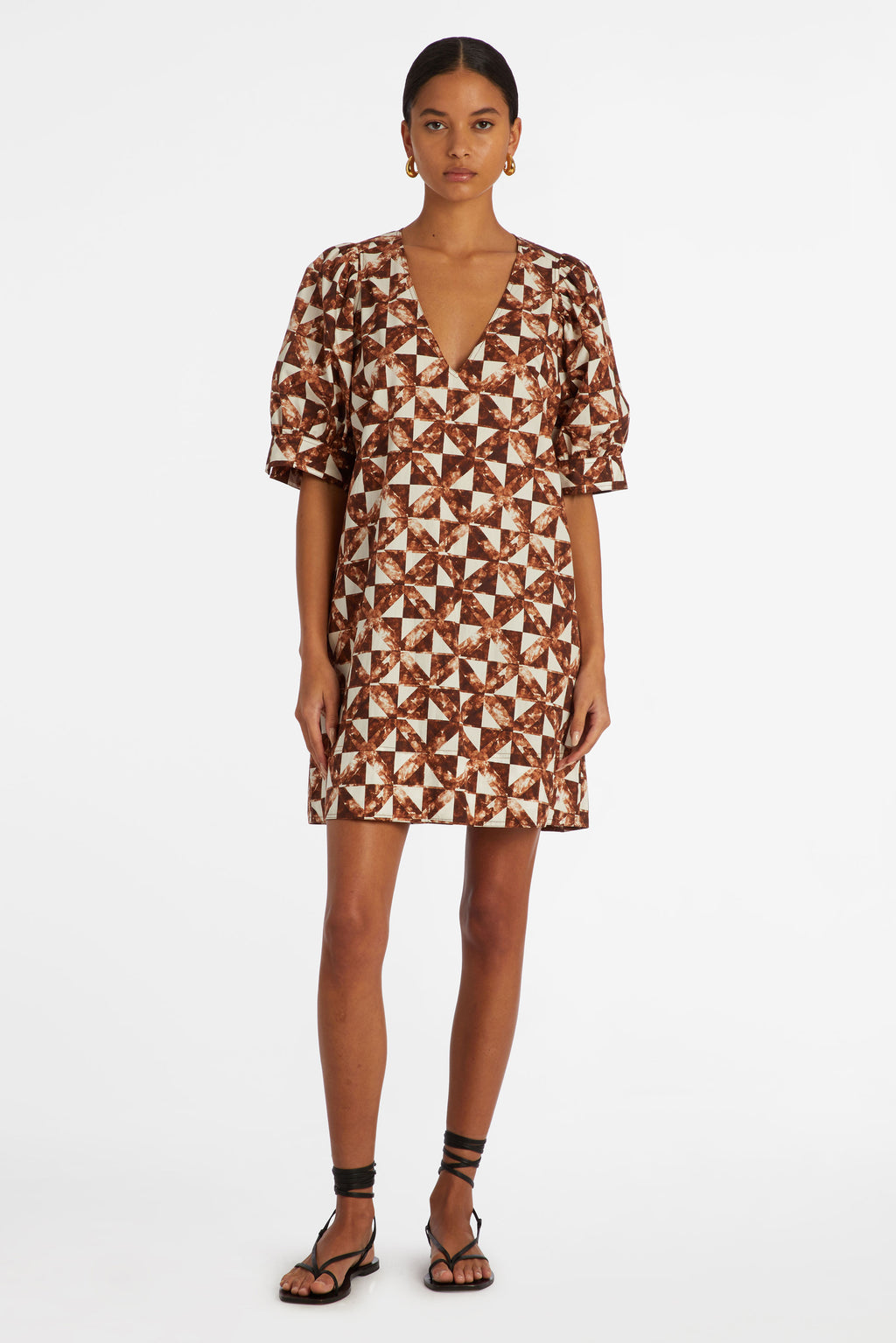 Brown and white slip on dress