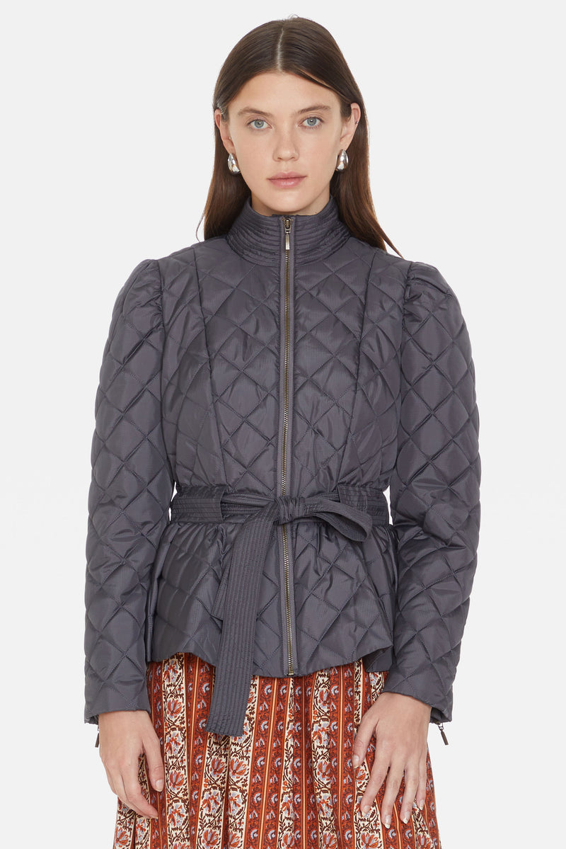 Long sleeve jacket with front tie and flare bottom 