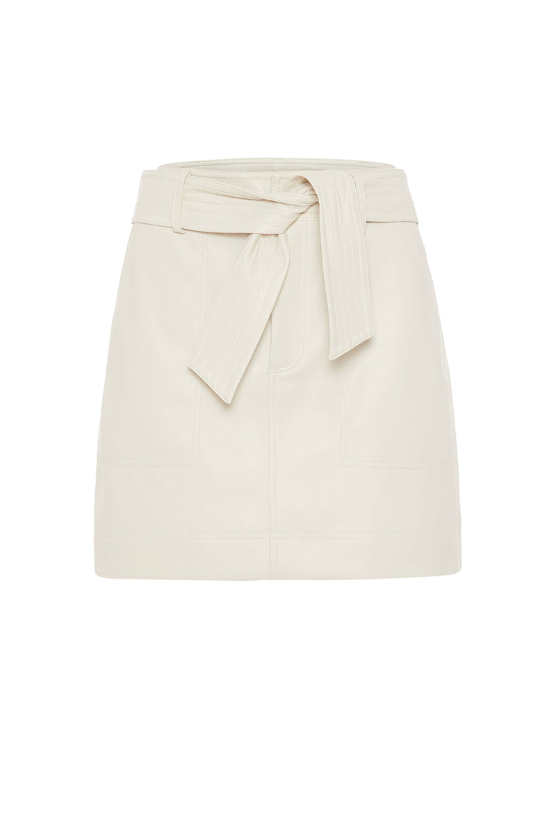 Above the knee length solid white skirt 