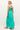 Maxi length dress in bright turquoise with a ruched bodice and airy fabric 