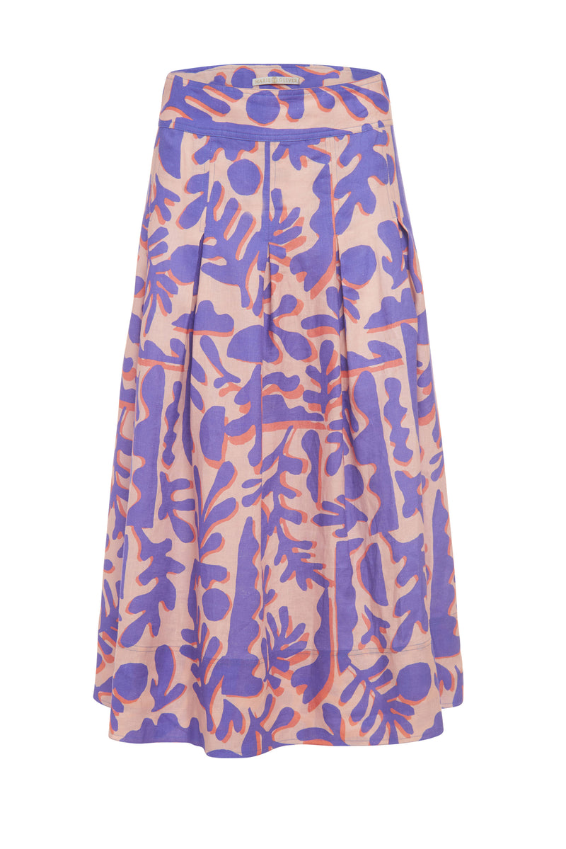 Pink and purple geometric abstract maxi skirt