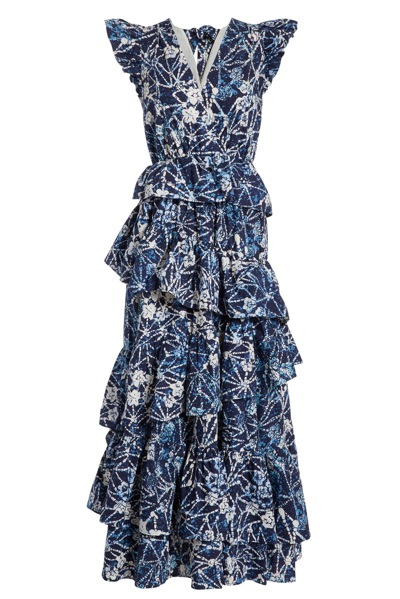Long maxi dress that has an open back with an adjustable tie at the shoulders