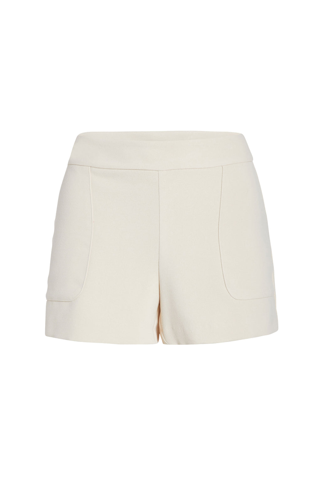 Cream shorts with a side zipper and pockets 