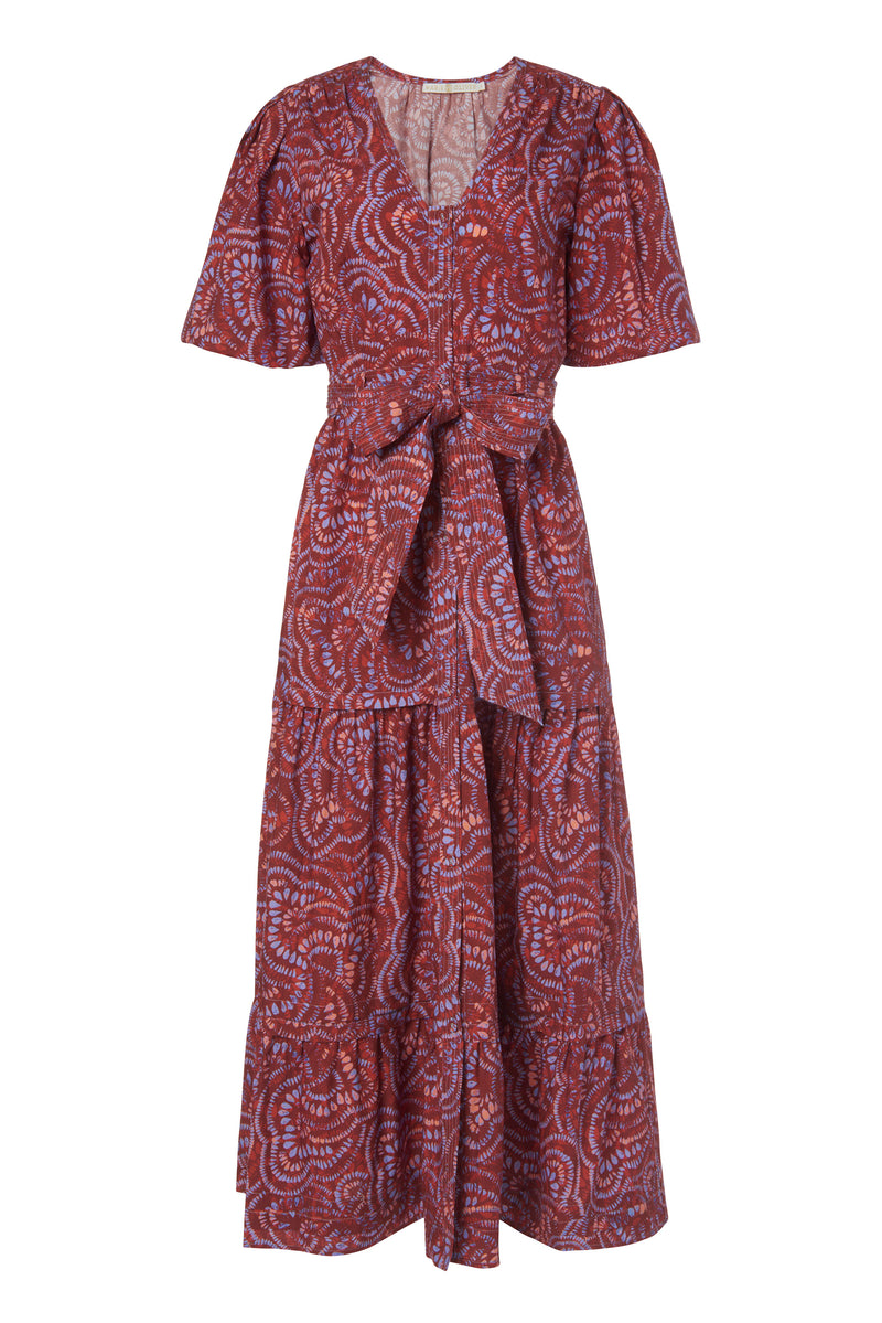 Long maxi dress with bubble short sleeves