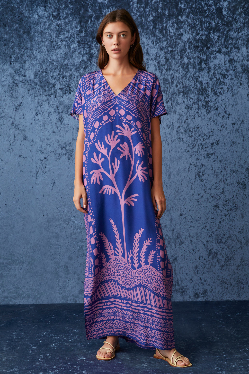 Purple maxi dress with slip on silhouette