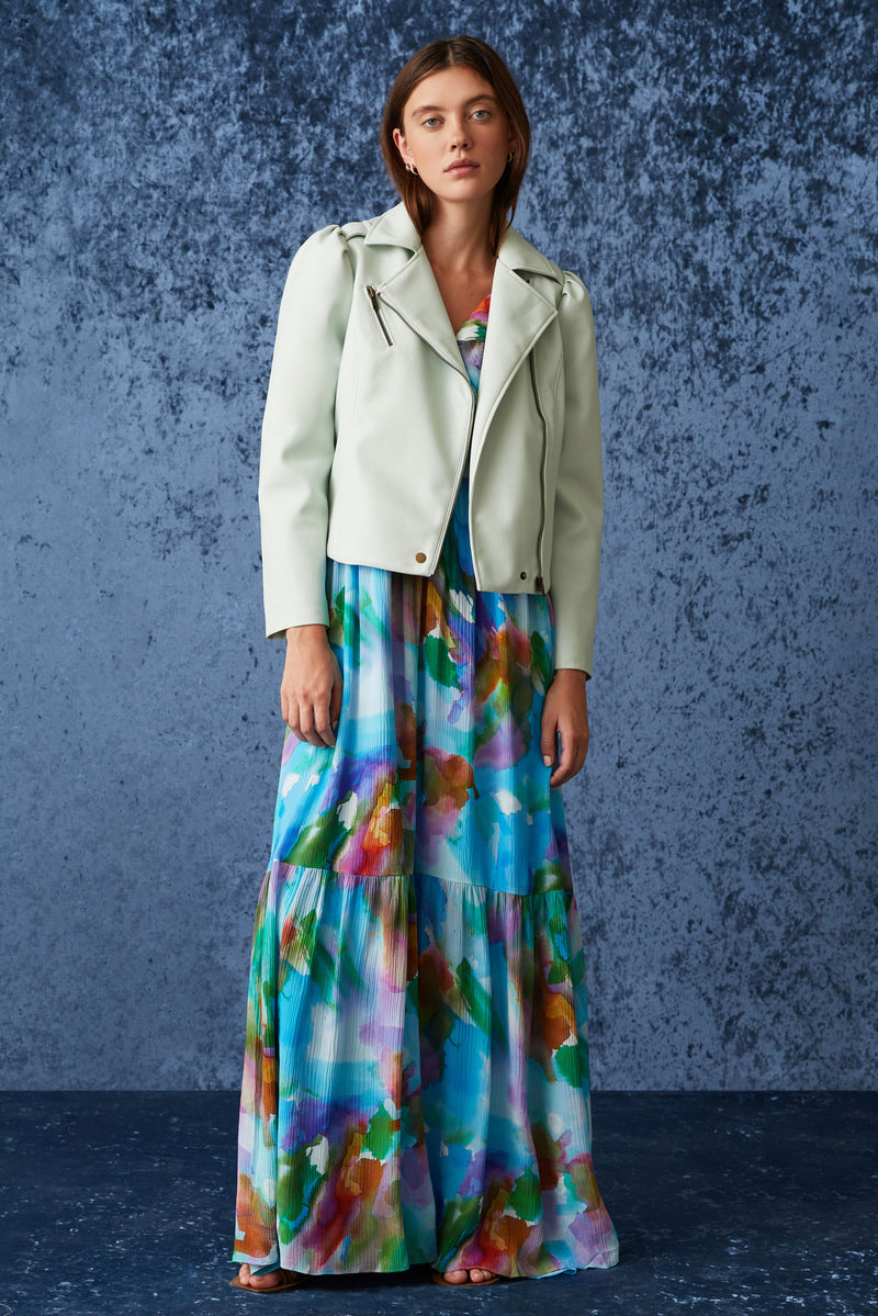 Blue watercolor maxi dress
